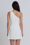Ivory A Line One Shoulder Mini Graduation Dress