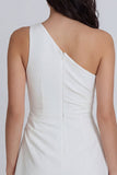 Ivory A Line One Shoulder Mini Graduation Dress