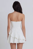 Sweetheart Ivory A Line Ruched Ruffled Graduation Dress