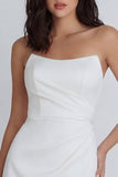 Strapless A Line Ivory Mini Graduation Dress with Slit