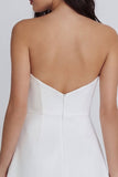 Strapless A Line Ivory Mini Graduation Dress with Slit