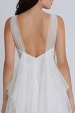 Ivory V-Neck A Line Mini Graduation Dress
