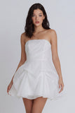 Strapless A Line Ivory Mini Graduation Dress with Bow