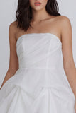 Strapless A Line Ivory Mini Graduation Dress with Bow