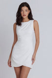 Ivory Bodycon Bateau Neck Ruched Graduation Dress
