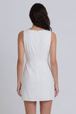 Ivory Bodycon Bateau Neck Ruched Graduation Dress