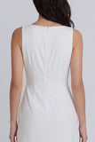 Ivory Bodycon Bateau Neck Ruched Graduation Dress