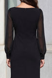 Long Sleeve Black Bodycon Mini Work Dress