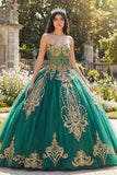 Green Corset Sweetheart Ball Gown Quinceañera Dress with Appliques
