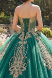 Green Corset Sweetheart Ball Gown Quinceañera Dress with Appliques