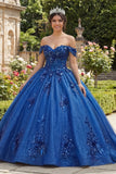 Royal Blue Sequin Off the Shoulder Ball Gown Quinceañera Dress