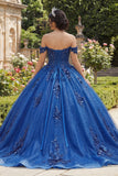 Royal Blue Sequin Off the Shoulder Ball Gown Quinceañera Dress