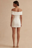Off The Shoulder White Bodycon Mini Graduation Dress