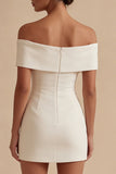 Off The Shoulder White Bodycon Mini Graduation Dress
