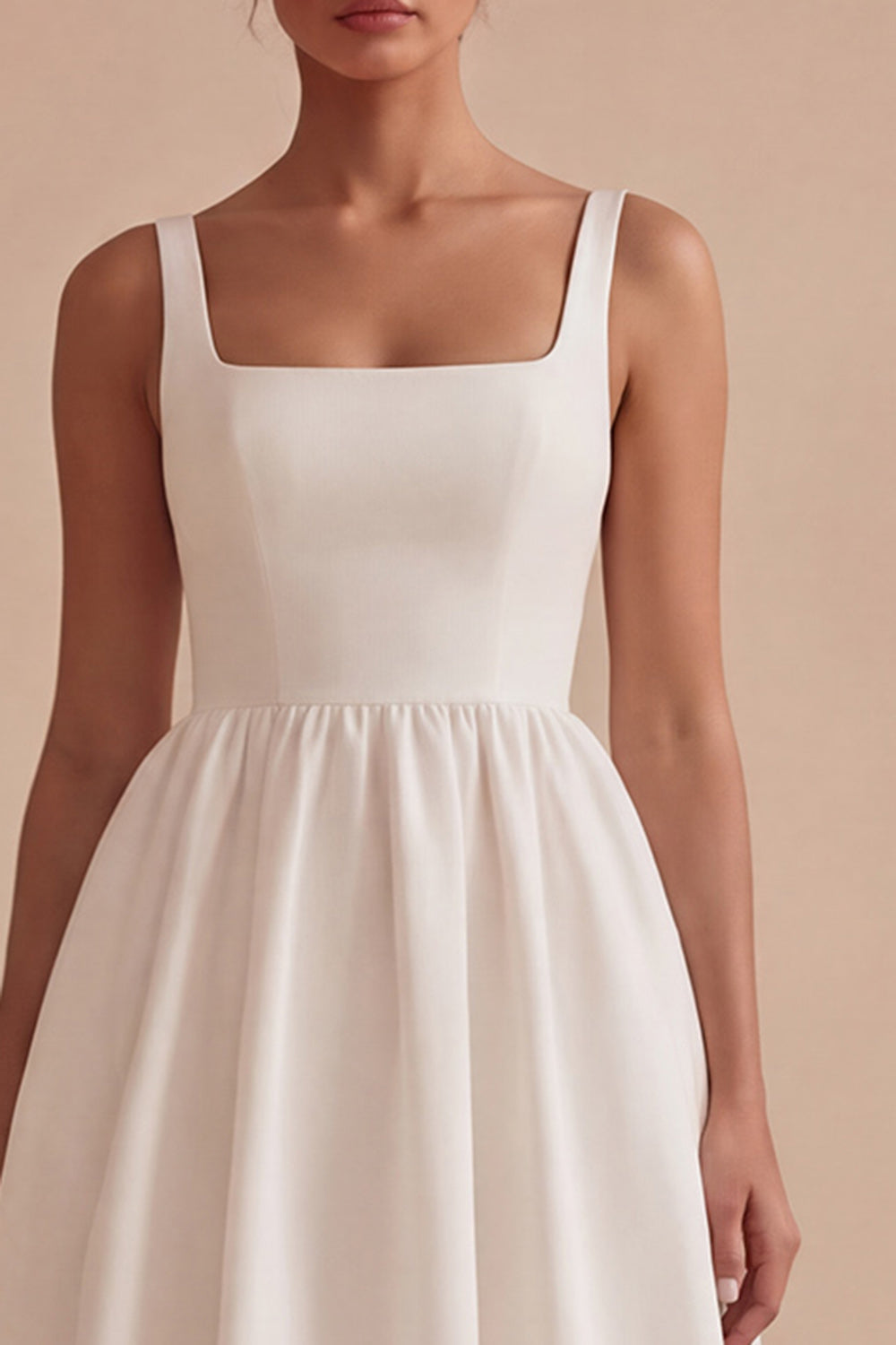 Wedtrend Women White A Line Graduation Dress Square Neck Midi Dress