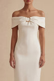 Sheath Off The Shoulder White Graduation Dress