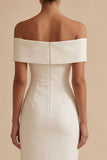 Sheath Off The Shoulder White Graduation Dress