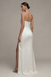 Sweetheart White Sheath Wedding Dress with Slit