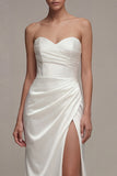 Sweetheart White Sheath Wedding Dress with Slit