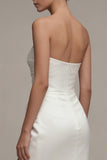 Sweetheart White Sheath Wedding Dress with Slit
