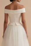 Off the Shoulder A Line White Engagement Dress