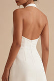 Halter A Line White Mini Graduation Dress