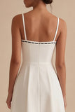 White A Line Spaghetti Straps Midi Dress