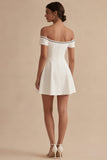 Chic White Off the Shoulder Mini Graduation Dress