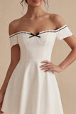 Chic White Off the Shoulder Mini Graduation Dress