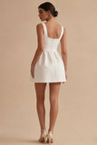 Satin White A Line Graduation Dress