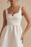 Satin White A Line Graduation Dress