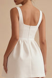 Satin White A Line Graduation Dress