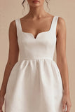 Satin White A Line Graduation Dress