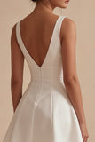 Simple A Line V-Neck White Mini Dress