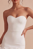 Strapless Bodycon Mini White Graduation Dress with Appliques