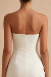 Strapless Ruffled Bodycon Mini White Graduation Dress