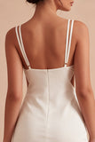 Satin Cut Out Bodycon Mini White Graduation Dress