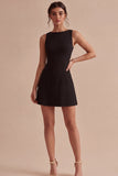 Black A Line Sleeveless Mini Dress