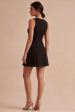 Black A Line Sleeveless Mini Dress