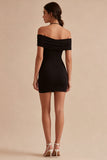 Halter Black Ruched Bodycon Mini Dress