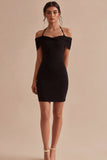 Halter Black Ruched Bodycon Mini Dress