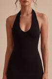 Black Halter Bodycon Mini Dress