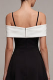 Black Bowed Cold Shoulder A Line Mini Dress