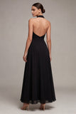 Halter Black A Line Maxi Formal Dress