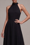 Halter Black A Line Maxi Formal Dress