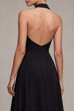 Halter Black A Line Maxi Formal Dress