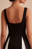 Black and White A Line Satin Mini Dress