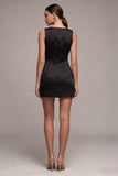 Black Bateau Neck Bowed Cut Out Bodycon Mini Dress