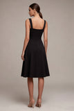 Black A Line Midi Dress with Slit