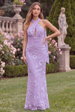 Floral Halter Daffodil Mermaid Wedding Guest Dress with Scarf